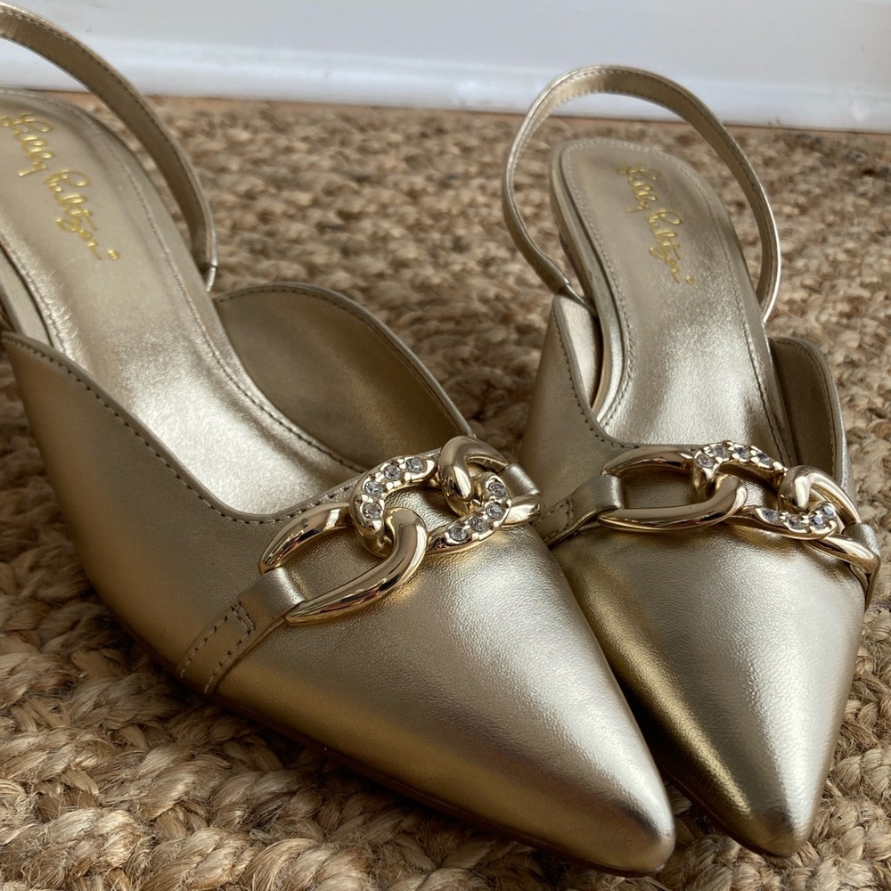 Lilly Pulitzer Jules Kitten Slingback Heel. Size 7.5